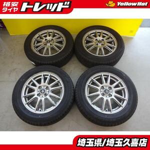 送料無料 ダンロップ EC300 185/65R15 インヴェルノ 5.5J +42 4H100 ノート デミオ ティーダ ウィングロード bB 中古 国産 埼玉