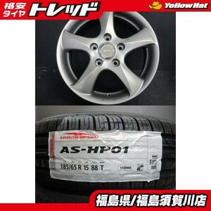 フリード用 TOPRUN RD5 6J-15+53 114.3 ガンメタ アロースピードHP-01 185/65R15 海外製新品タイヤ 須賀川店頭取付OK