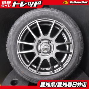 即決 送料無料 新品 サマータイヤ ROADSTONE EUROVIS HP02 155/65R14 75T 中古アルミ 14インチ 4穴 100 ガンメタ 4本セット N-BOX スペーシ