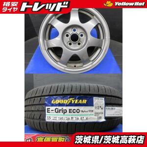 195/55R16 グッドイヤー E-Grip EG01 トヨタ 20プリウス純正 アルミホイール 6J-16 +45 5H100 ４本セット 中古＆新品 夏用 高萩 アリオン N