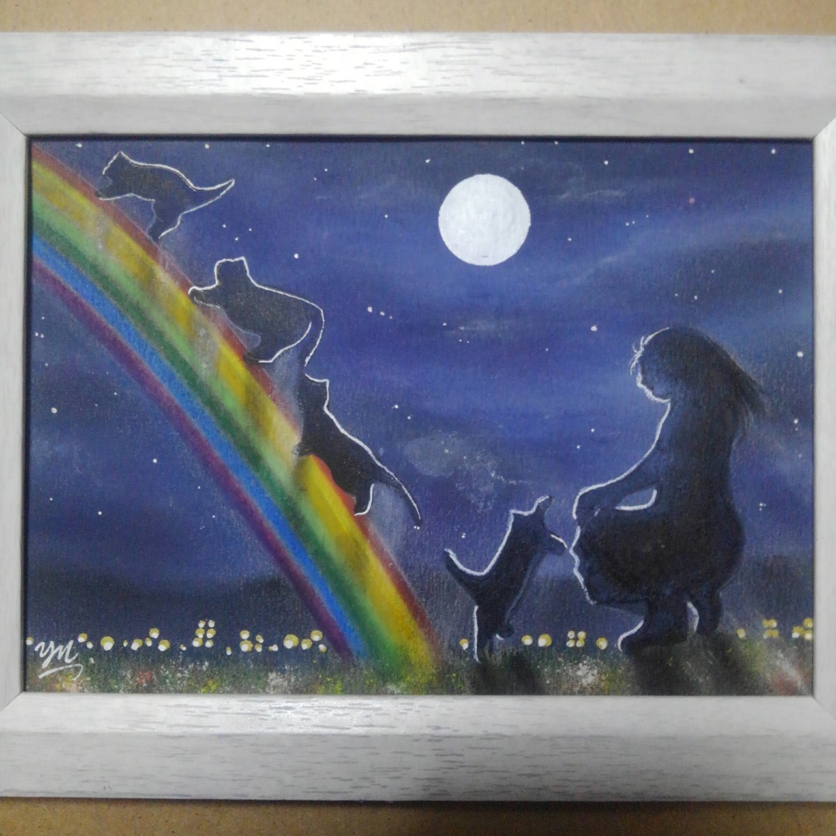 [Anonymous delivery] Painting Seeing off 2L size frame included, Artwork, Painting, Pastel drawing, Crayon drawing