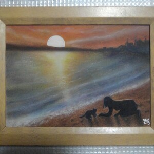 Art hand Auction [Anonymous delivery] Painting Twilight 2L size frame included, Artwork, Painting, Pastel drawing, Crayon drawing