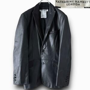 KATHARINE HAMNETT キャサリンハムネット にしき蛇革 切り替え レザー テーラード ジャケット size M パイソン