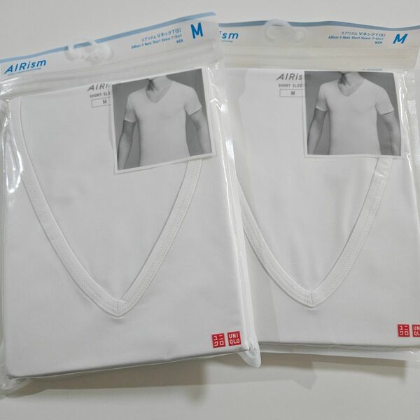 ユニクロ エアリズム VネックTシャツ 半袖 メンズMサイズ２枚セット