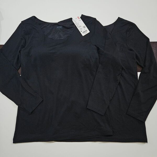 ユニクロ ヒートテック ブラUネックTシャツ 八分袖 レデースMサイズ２枚セット