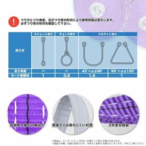 10本セット ナイロンスリングベルト 2m 幅25mm 荷重1000kg 1t 玉掛け ベルトスリング 吊上げ ロープ 牽引の画像3