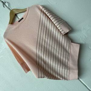 日本製綿麻混変更デザインプルオーバー　ピンク