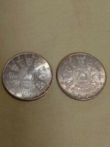 モーツァルト　生誕200周年　25シリング硬貨　2枚　銀貨　シルバーコイン