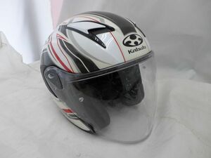 2019年 EXCEED KABUTO M サイズ 白 グラフィック DELIE ジェット オープンフェイス OGK クリアシールド 57-58cm カブト サンシェード