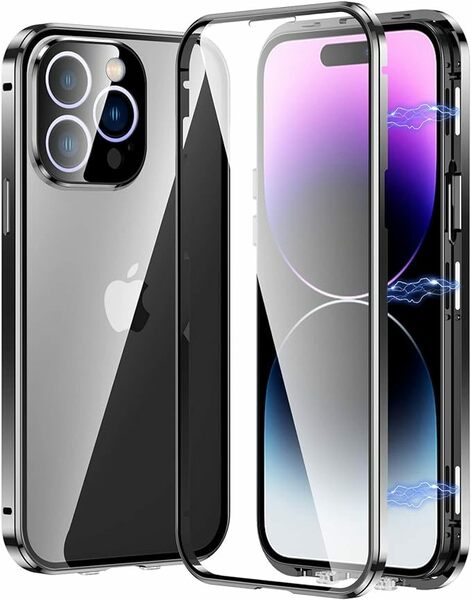 即決■ダブルロック付き+前後強化ガラス+レンズカバー一体型 iphone13Pro Maxケース アルミ合金 強力磁石 耐衝撃 13プロマックス