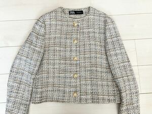 ☆ザラ☆　ZARA ツイード ジャケット ノーカラージャケット ハレノヒ　フォーマル　卒業式　入学式