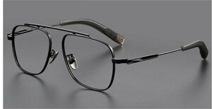 フルリム 金属 眼鏡フレーム 伊達メガネ レンズ交換可能 ヴィンテージ レトロ男女兼用ブラック