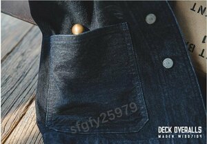 新品春秋定番 13.5OZ DENIM コットン DECK JACKET デニムジャケット 無地 デニムデッキジャケット ウォッシュ加工