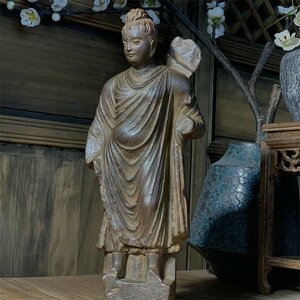 極細工 仏教古美術 仏像 ガンダーラ石仏 Gandhara ガンダーラ美術 石仏 石彫 仏像 装飾 置物　装飾　収蔵　コレクションsux005