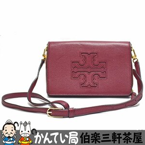 TORY BURCH【トリーバーチ】ショルダーウォレット　センターロゴ　ボルドー　ポシェット　レディース【中古】