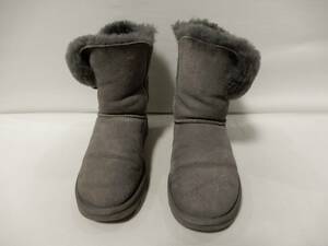 アグ：UGG Australia♪グレー:折り返しボア:ムートンショートブーツ＊サイズ36＝22センチ