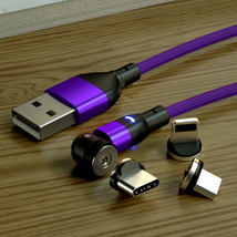 ★Micro USB Bタイプ 540°回転 マグネット パープル 1m 端子 USBケーブル 充電 磁石 磁気 防塵 着脱式 ワンタッチ簡単接続 AQUOS_画像8