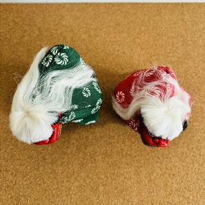 OR2】 寿獅子舞 置物 緑 赤 2個セット 置き物 飾り物 縁起物 獅子舞 オブジェ ミニチュア の画像6