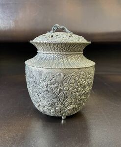 銘栄　香炉　三つ足　茶道具　金属工芸品　