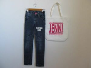 (56328)JENNI　ジェニィ　デニム　パンツ　ジーンズ　ブルー　アジャスター付き　ロゴトートバッグ　セット　USED