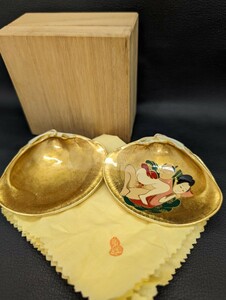 未使用 美品 保管品【東紅 春画 ハマグリ 香合】蛤 はまぐり 金彩 絵付 骨董 茶器 茶道具 伝統 工芸 文化 美術品 古美術 アンティーク 共箱