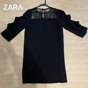 【美品】ZARA ザラ　レースワンピース　ブラック　黒
