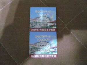 ひらかたパーク アトラクション遊び放題フリーパス 300円割引券 2024/7/10まで有効券 2枚