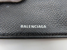 K02 BALENCIAGA バレンシアガ ロゴ レザー 3つ折り コンパクト 財布 ブラック_画像8