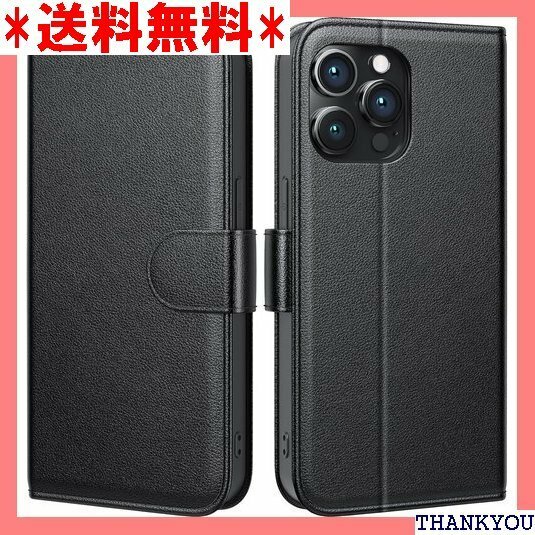 ☆ Peakally iPhone 15 Pro Max ト スタンド機能 TPU耐衝撃保護 カード収納 ブラック 473