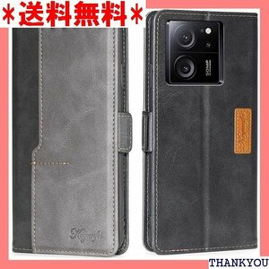 ☆ Xiaomi 13T ケース 手帳型 Xiaomi 1 aomi 13T Pro スマホケース ブラック+グレー 503