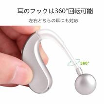集音器 耳かけ式 スマート 左右両耳兼用 充電式 イヤピース4付き 日本語説明書 (シルバー) 高齢者中度難聴者用 補聴器 耳掛け式 高性能_画像5