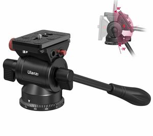 Ulanzi フルード ビデオ 小型カメラ雲台 360°回転可能 クイックリリースプレート アルミ合金製 1/4と3/8ネジ付き ビデオカメラ撮影U-210