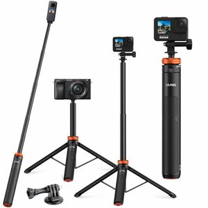 GoPro三脚 自撮り三脚 130cm延長 軽量 三脚/一脚兼用 5段階伸縮 GoPro用アクセサリ insta360用自撮り棒 アクションカメラ 自撮り棒