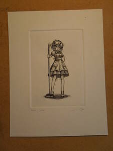 Art Auction ★旧萌銅版画 Engraving copperprint 銅版画 紙幣 旧札 日本円 手描きイラスト かわいい art 版画 絵画 エングレーヴィング, コミック, アニメグッズ, 手描きイラスト