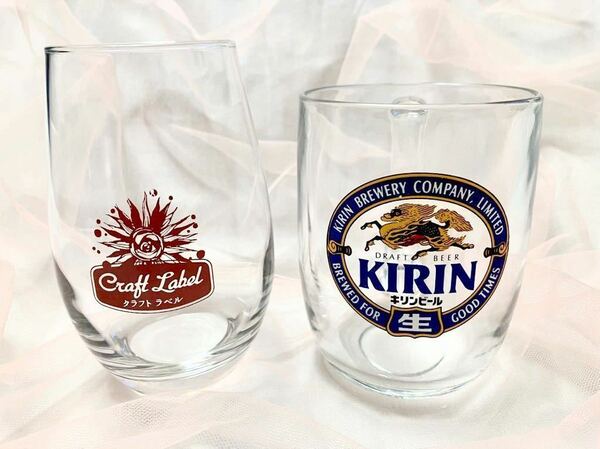 クラフトラベル　ガラス製　360ml ビールグラス　　KIRIN キリンビール　ビールジョッキ　2個セット