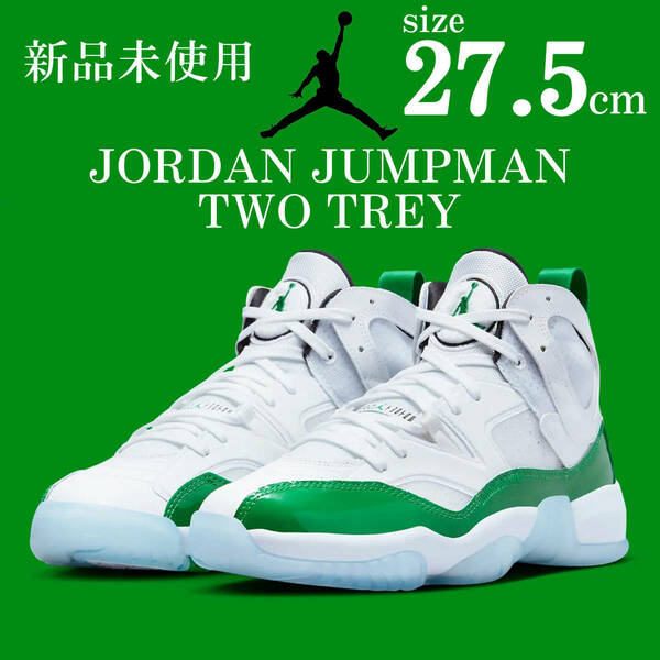 新品 ナイキ ジョーダン ジャンプマン トゥートレイ 27.5cm 白 緑 NIKE JORDAN JUMPMAN TWO TREY バスケットボール スニーカー シューズ 靴