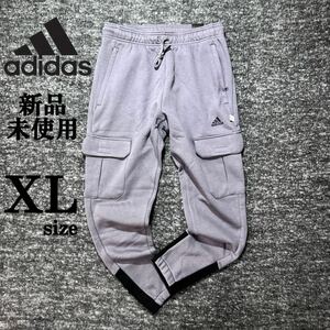 1円~ XLsize 新品 アディダス スウェット カーゴパンツ adidas テーパード ポケット フリース ゴルフ 定番 ランニング グレー 黒 パープル