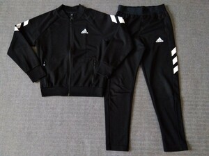 140 アディダス ジャージ 上下セット adidas ブラック 黒 セットアップ 男の子 女の子 男女兼用 キッズ