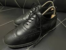 極美品 COLE HAAN コールハーン W20384 8B 25cm レザーシューズ レザースニーカー ゼログランド ウイングチップ 軽量 レディース ブラック_画像1