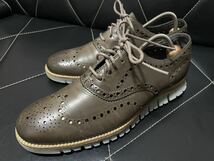 極美品 COLE HAAN コールハーン レザーシューズ レザースニーカー ウイングチップ メダリオン レースアップ ブラウン系 軽量 26cmくらい_画像1