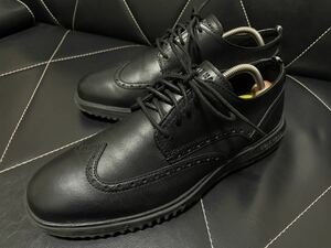 極美品 COLE HAAN コールハーン C36938 8M レザーシューズ レザースニーカー ウイングチップ プレーントゥ グランドプラス 黒 25.5 