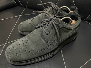 美品 COLE HAAN コールハーン C12590 9M≒26.5cm レザーシューズ レザースニーカー ウイングチップ メダリオン ネイビー ルナロン メンズ