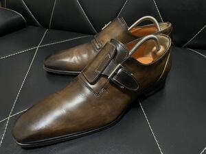 【希少】極美品 Santoni サントーニ 12802 5≒24cm シングルモンクストラップ レザーシューズ ビジネスシューズ ブラウン イタリア製 