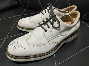 1度使用 HOGAN ホーガン 10≒28cm TOD'S トッズ レザーシューズ ドレスシューズ ウイングチップ メダリオン ホワイト イタリア製 メンズ