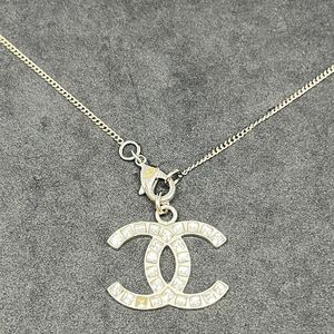 ＊CHANEL シャネル ネックレス ココマーク ストーンネックレス アクセサリー ラインストーン アクセサリー レディース シルバー系 5.2g