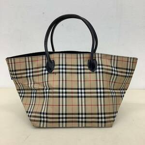 ＊BURBERRY バーバリー ブルーレーベル ノバチェック ナイロンキャンバス レザー トートバッグ ショルダー ハンド ベージュ系BLUE LABEL