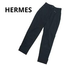 HERMES エルメス パンツ コットン レディース フランス製 黒 サイズ38_画像1