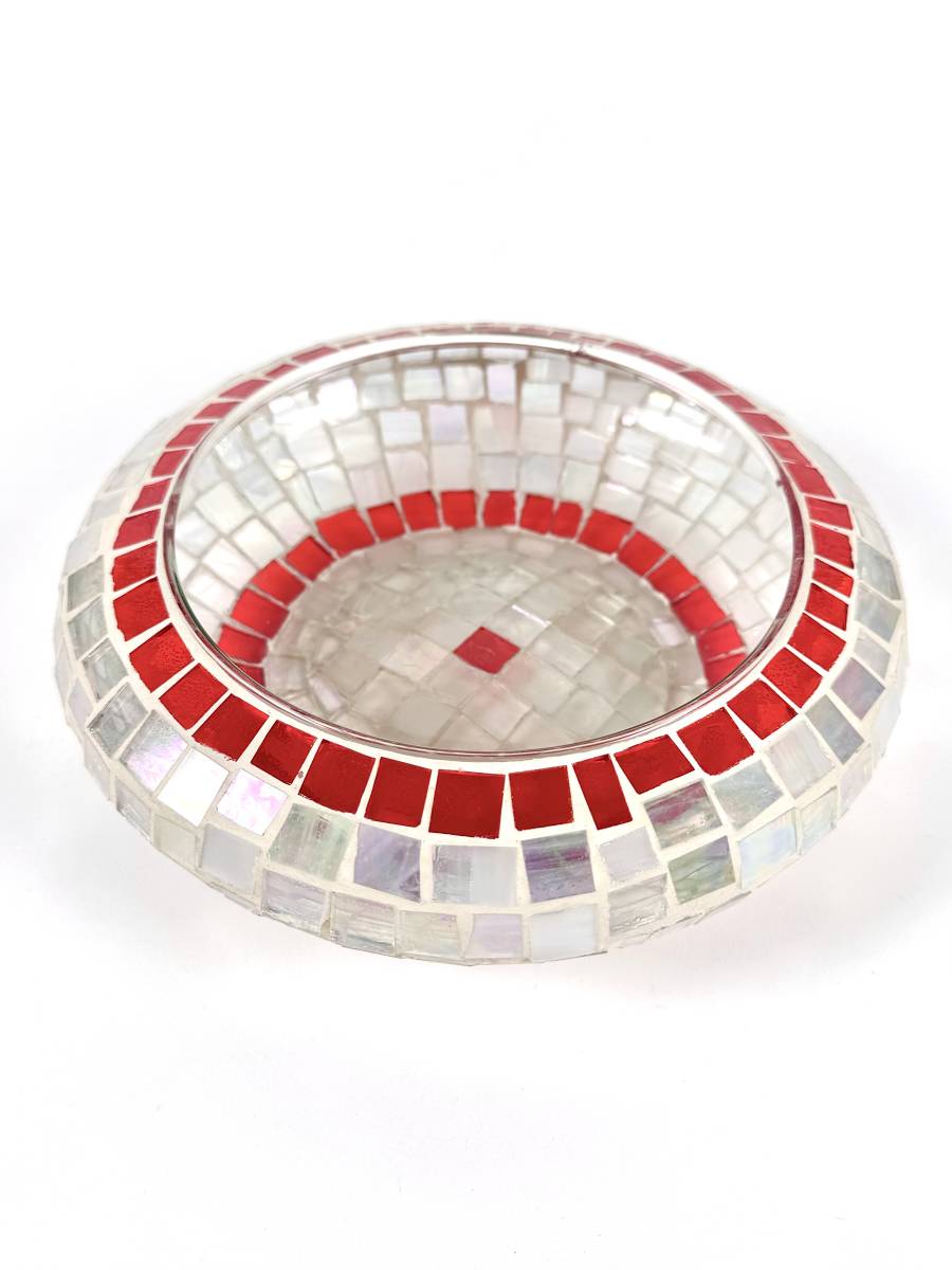 马赛克玻璃盘意大利制造圆形直径21厘米手工彩色玻璃艺术玻璃物品饰品盒花盆内部, 家具, 内部的, 内饰配件, 配件盒