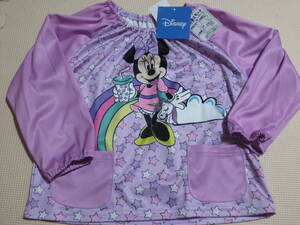  новый товар 100 Minnie Mouse длинный рукав рубашка фиолетовый карман 2. Unicorn звезда . одежда . еда фартук девочка Disney уход за детьми . детский сад 95cm~ бесплатная доставка 