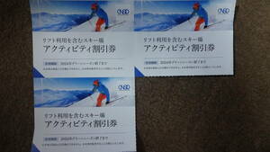 日本駐車場開発株式会社株主優待券 アクティビティ割引券　３枚　送料無料　即決及び値下不可